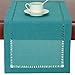 Grelucgo Handmade Hemstitch Short Teal Table Runner Dresser Scarf, Rectangular 14 by 48 Inch