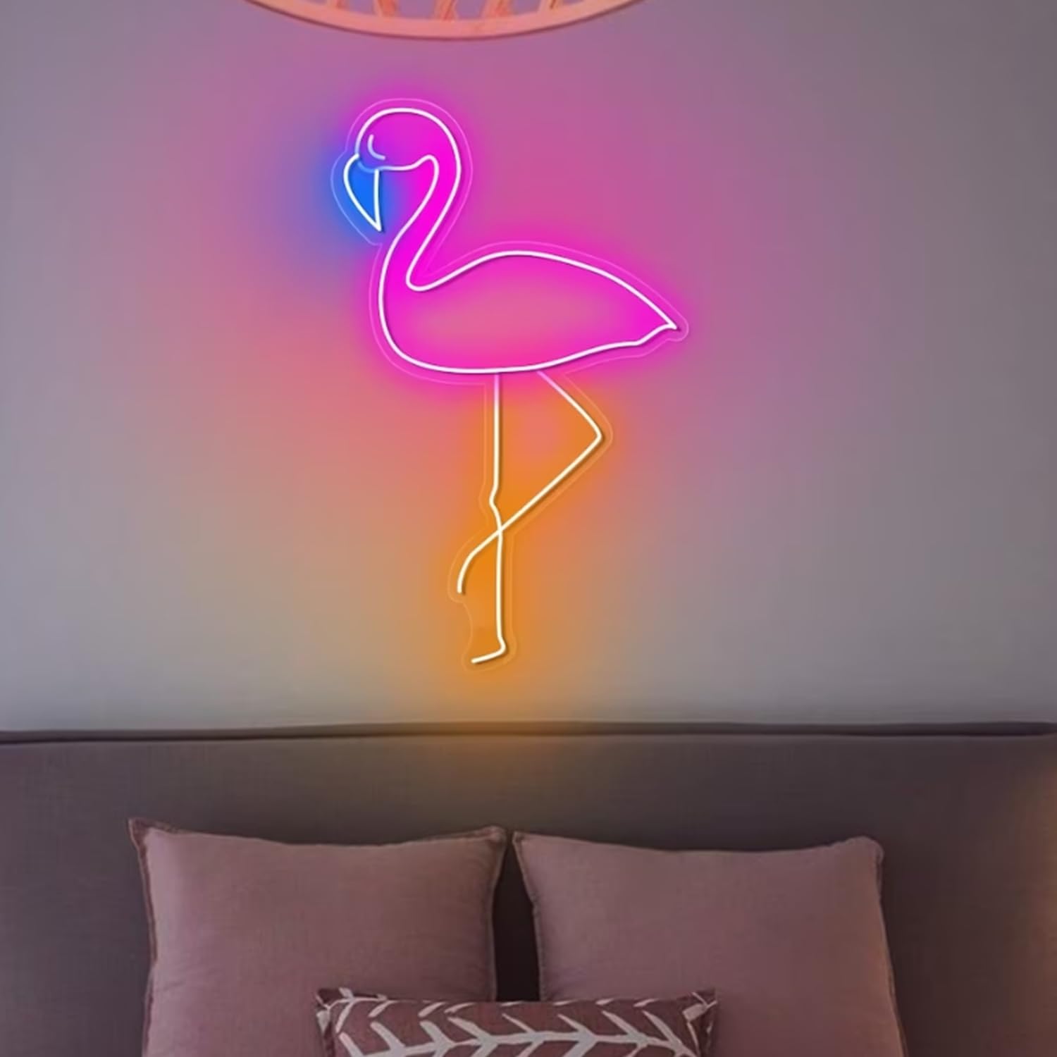 Flamingo Neon Sign,LED Arylic Hanging Pink Neon Light with Dimmable Switch,Flamingo Lamp Bedroom Bar Game Room Wall Decorations Art Lights for Girls or Boys,40x25CM