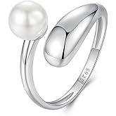 VOROCO 925 Sterling Silver Adjustable Rings Trendy Retro Unique Cat Octopus Pearl Flower Open Ring For Women Jewelry Gift