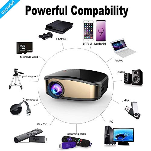Projector DIWUER WiFi Projector [2018 Upgraded] Portable Video LED Projector Home Theater Projector Support 1080P Wireless Display for Smartphones HDMI USB VGA AV Input - Thumbnail 5