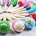 EBTOYS Wooden Maraca Wood Rattles Egg Shaker Kids Musical Educational Toys Party Favor 10 Pack (Random Color Pattern)