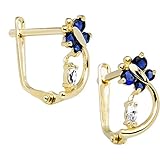14k Yellow Gold Dark Blue and White Dragonfly