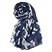 Bestpriceam Women Lady Chiffon Butterfly Print Neck Shawl Scarf Scarves Wrap Stole (Navy)