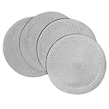 Benson Mills Braided Edge Round Placemats (Set of 4), 15 Inch, Stone