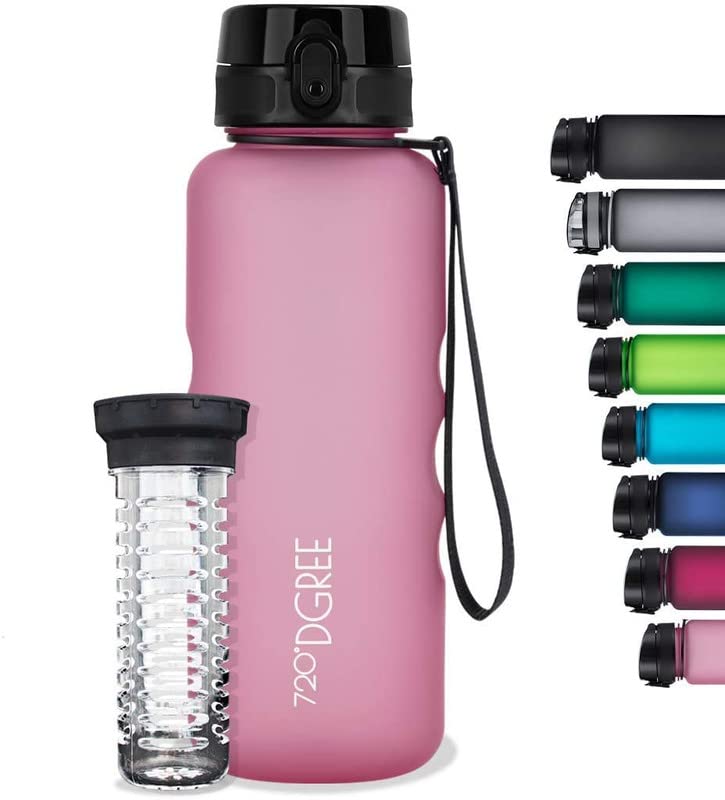 720°DGREE Water Bottle “uberBottle“ - 1.5 L softTouch +Fruit-Infuser - BPA-Free Tritan, Leakproof, Reusable Drinking Bottle - Sports Bottle for Gym, Running, Fitness, Hiking, Travel, School, Office