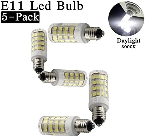 XYTGD E11 led bulb Dimmable, Mini Candelabra E11 Base, AC 110V/ 120V/ 130V, 4W Bulb 40W Halogen Replacement Lights, Ceiling Fan bulbs, Indoor Lighting, Daylight 6000K(Pack-5)