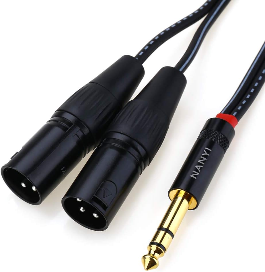 NANYI 6.35mm To 2XLR microphone splitter audio Cables, TRS Stereo Male