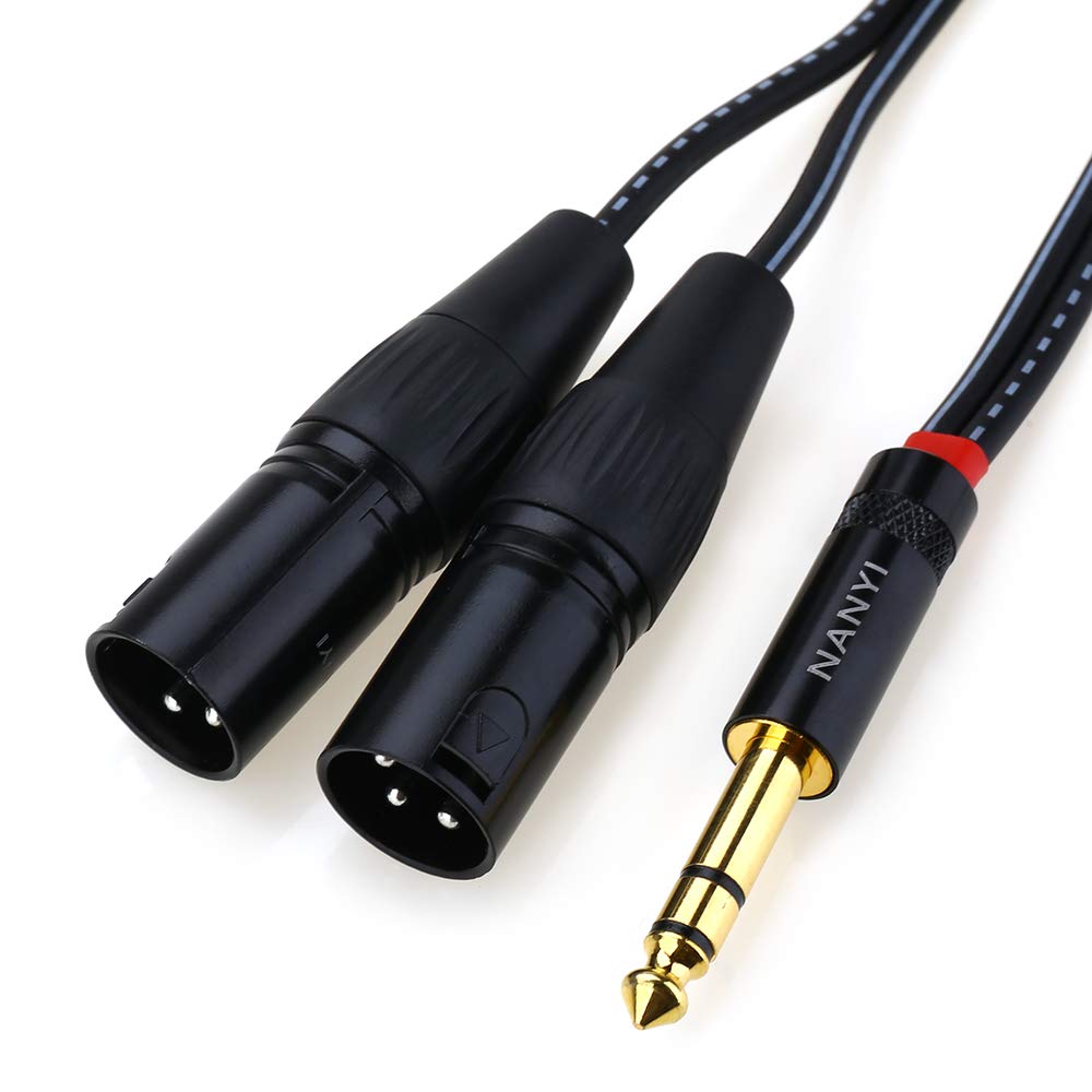 NANYI 6.35mm To 2XLR microphone splitter audio Cables, TRS Stereo Male to Dual XLR Male Interconnect Audio Microphone Cable Y Splitter Adapter Cable - 3Meters