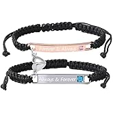 Always and Forever Bracelets for Couple Matching Love Heart Bracelets for Husband and wife Pinky Promise Bracelets for 2 Soulmates Long Distace Relationship Bangle Valentine's Day Gift for His Her