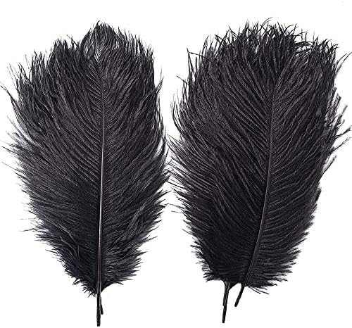 Coceca 24PCS Black Ostrich Feathers 10-12inch 25-30cm for Wedding Party Home Decoration DIY Craft (24 pcs)