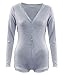 Begonia.K Women's Long Sleeve Romper Deep V Neck Botton Knitted Bodycon Jumpsuit