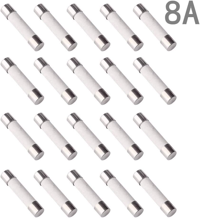 sansheng Pack of 20pcs F8AL Fast-Blow Fuse 8A 250V Ceramic Fuses 5 x 20mm (8Amp)