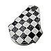 iJDMTOY (1 Black White Checkered Pattern Real Leather Key Fob Cover Holder for 2008-up Mini Cooper R55 R56 R57 R58 R59 R60 R61 F55 F56