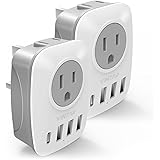 [2-Pack] UK Ireland Travel Plug Adapter, VINTAR International Power Adaptor with 1USB C , 2American Outlets and 3USB Ports, 6