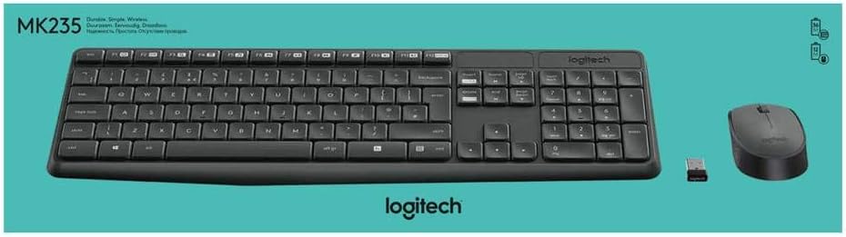 Logitech MK235 Wireless Keyboard and Mouse Combo for Windows QWERTY Spanish Layout - Grey, gray, Full-size Keyboard, Compact Mouse - Image 3