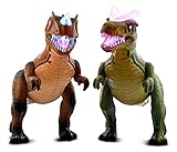 Mozlly Value Pack Set of 2 T-Rex (Green & Brown) Remote Control Dinosaur -Electronic Toy Walking Roaring Robot Dino Lights Up w/ Sound Discovery Learning Action Figure Size: 18.5 x 8 x 5.5 inches
