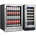 Kalamera 24 or 15 inch 154 Cans - 30 Bottles Capacity Beverage Wine Cooler- Built in Counter or Freestanding - for Soda, Wate