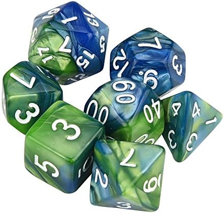 Outsta 7pcs/Set TRPG Game Dungeons & Dragons Polyhedral D4-D20 Multi Sided Acrylic Dice for Adult Children Party Having Fun (M)