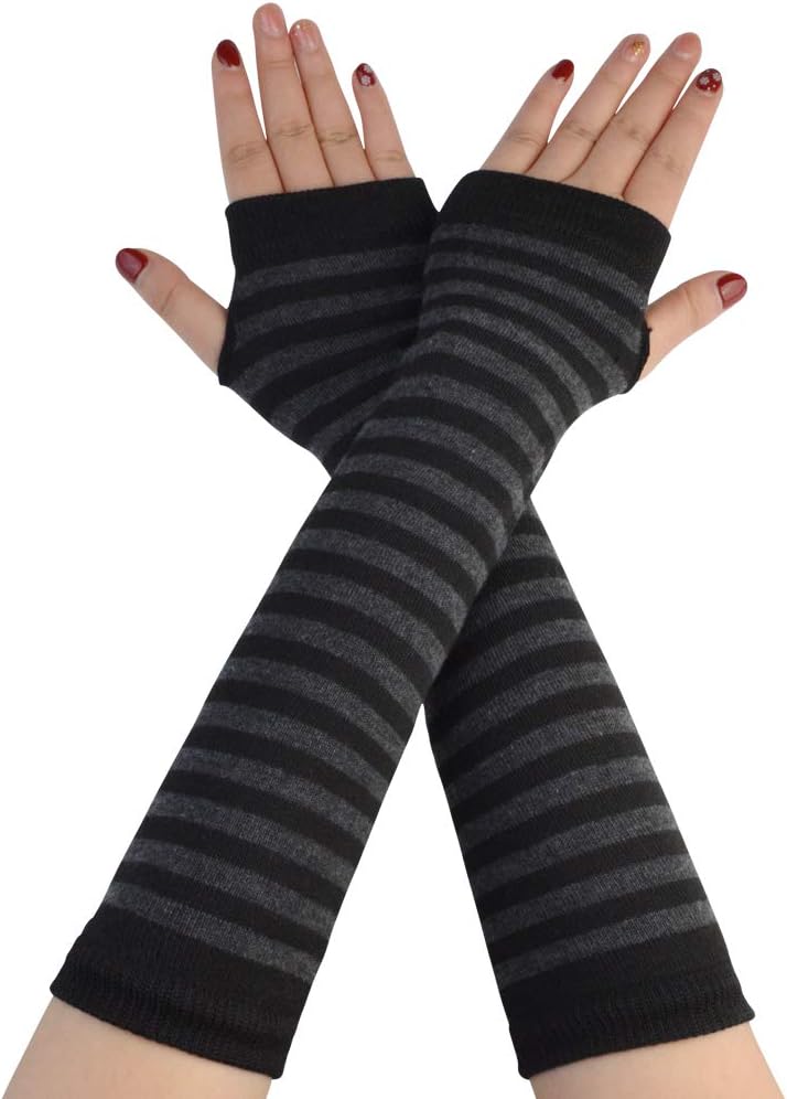 Tongcloud 12 Pairs Women Winter Long Fingerless Gloves Knitted Arm Warmer Thin Knit Thumbhole Stretchy Gloves Elbow Length Gloves Thumb Hole Gloves for Women Girls (Color Set 1, 11.8x3.5''): Health & Personal Care