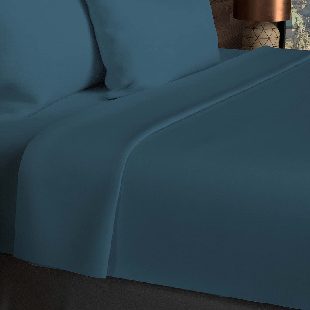 Soleil d'ocre, Flat Sheet, Cotton, 57 Threads, Duck Egg Blue, 240 x 290 cm