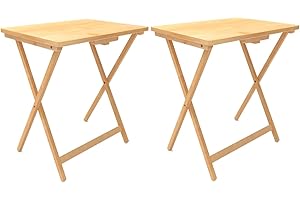 Purbambo Fully Assembled Folding TV Tray Table Set of 2, 19.29" x 14.56" x 24", Bamboo Foldable TV Trays for Eating, TV Dinner Tables for Couch Sofa Bed