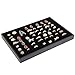 Wudygirl 7 Slots Velvet Ring Earrings Tray Storage Jewelry Showcase Display Stackable Rings Organizer Holder for Drawers, Black (Ring Tray)