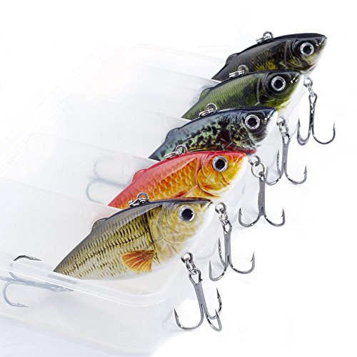 FOVONON Crankbaits Set Lure Fishing Hard Baits Swimbaits Boat Ocean Topwater Lures Kit Fishing Tackle Minnow Vib Set for Trout Bass Perch Fishing Lures with Box