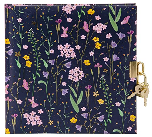goldbuch 44 154 Meadow Miracles Blue Diary with Flower Design, Notebook with Lock and 2 Keys, Dimensions 16.5 x 16.5 x 1.5 cm, Journal 96 White Pages, Cover Art Print, Book for Notes in Blue