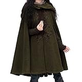 Artka Women's Delicate Embroidery Turn-down Collar Woolen Cape Coat