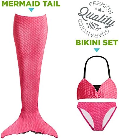 Tendol 3 Pc Swimming Mermaid Tail, Monofin Compatible, For Children, (Mono-fin not included) (Pink X-Large)