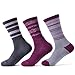 SOLAX Merino Wool Hiking & Walking Socks for Women Crew Trekking, Outdoor, Cushioned, Breathable 3 Pack(M, Asst57)