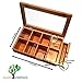GOFOIT FBA_14135733 Solid 100% Bamboo Tea Box Natural Chest with Clear Hinged Lid, 8 Storage Sections with Expandable Drawer