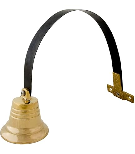 Small Cast Brass Shopkeeper's Door Bell - Antique Vintage Hanging Alert Bell
