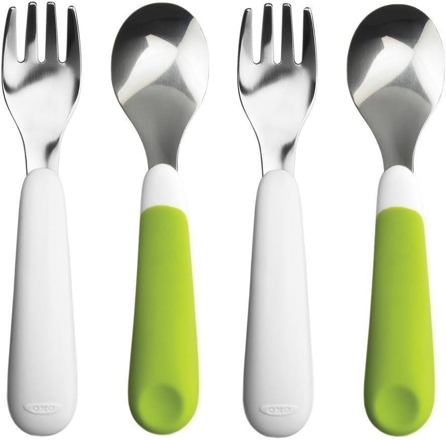 OXO Tot Fork and Spoon Set, Green, 2 Pack