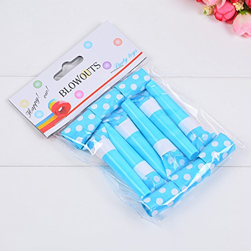 Blue dot Blowouts Party Blowers Whistle Noise Maker - Pack of 30