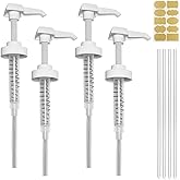Amorix 4 Pack Gallon Jug Pump Dispenser 38-400 White 7cc for Shampoo Gallon | Lotion Gallon Shampoo Pump Top Replacement, Fits 1 Gallon Bottle 64oz 128oz, Hand Sanitizer Containers, Plus Labels