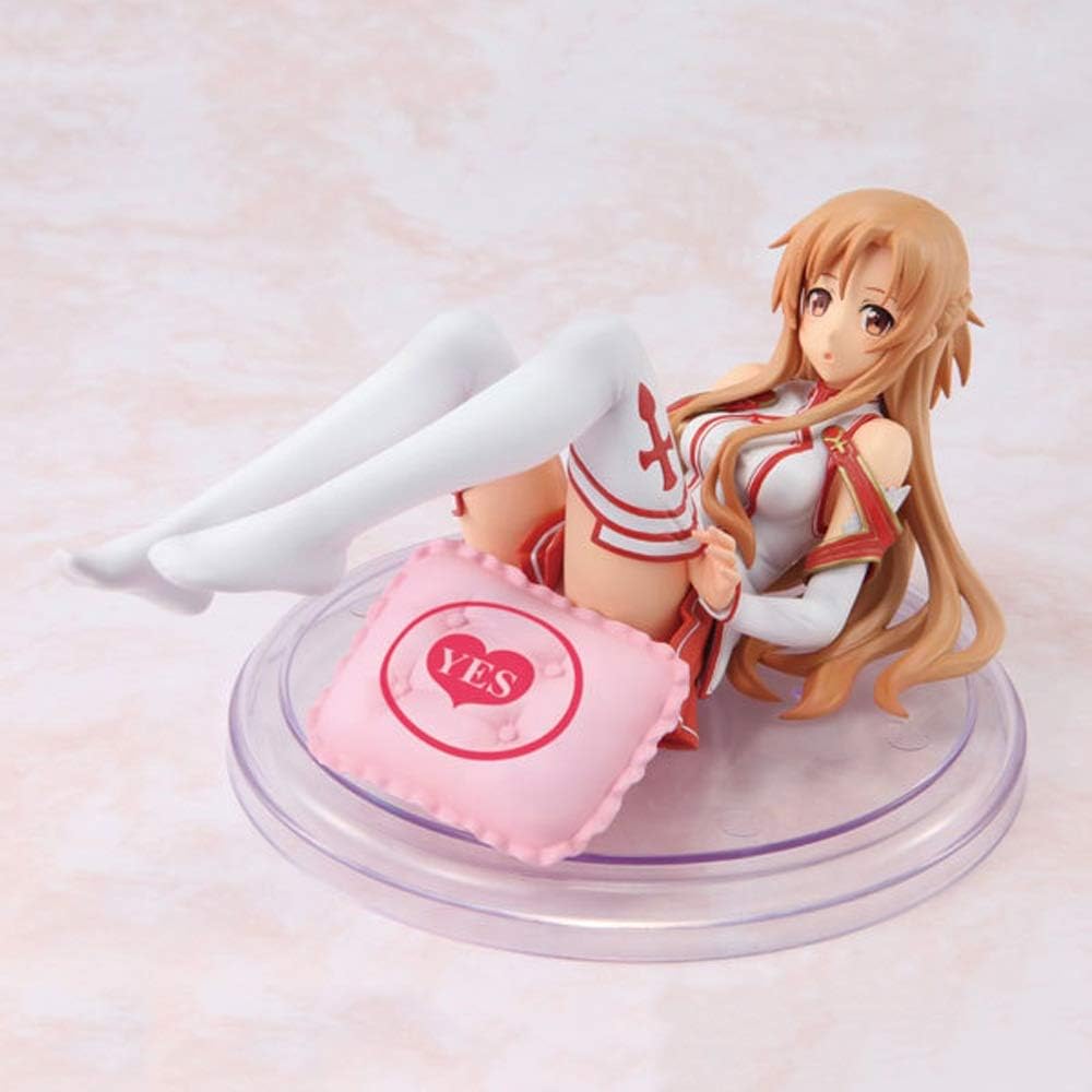 Lupovin Japanese Anime Sword Art Online Asuna Action Figure Chara-ani Yuuki Asuna With Pillow PVC Collection Model Sexy Girls