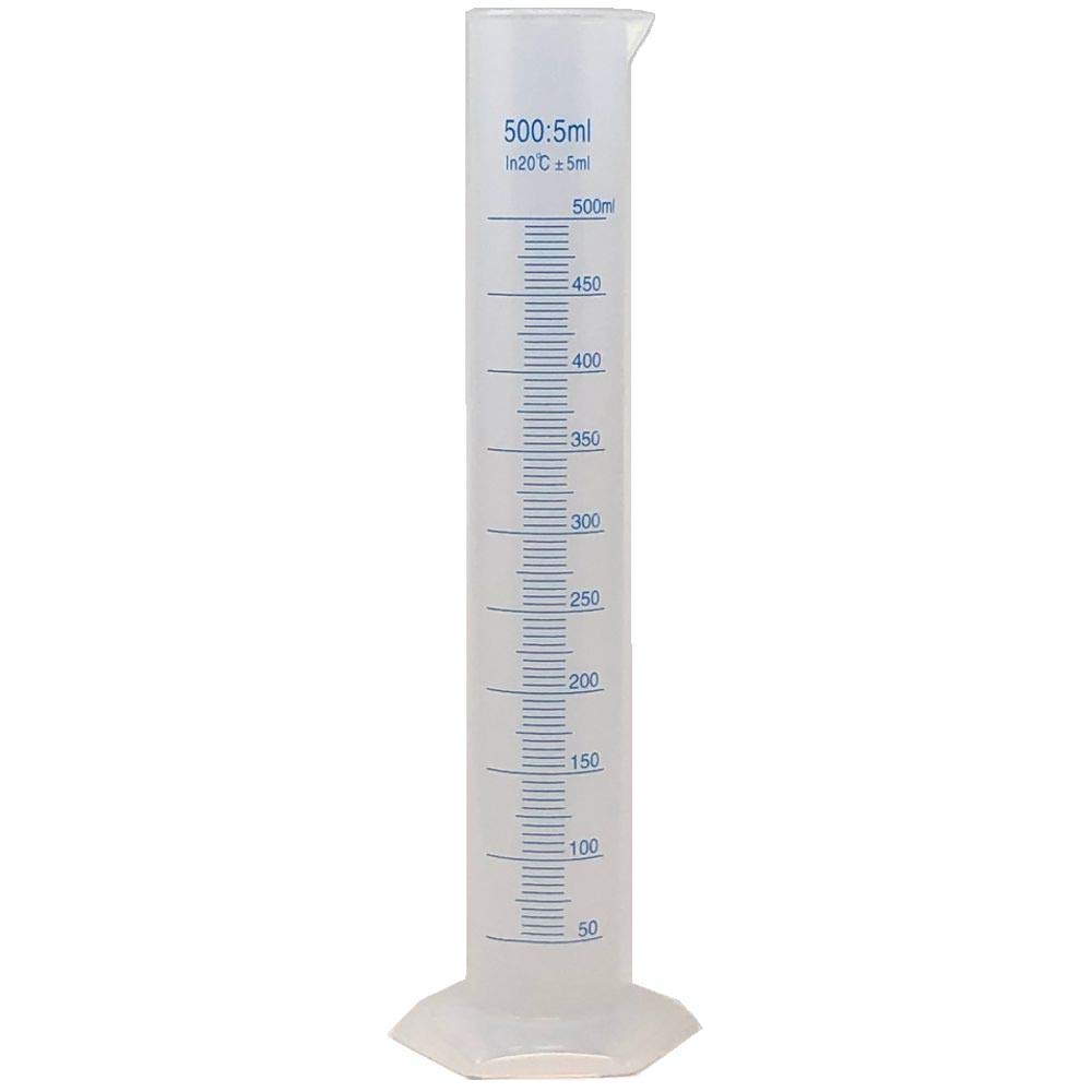 500ml Plastic Graduated Cylinder, Printed and Molded Graduations, Single Metric Scale, Polypropylene, Karter Scientific 251Q1 (Case of 50) Image