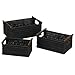 Household Essentials Decorative Woven Baskets, Set of 3 Baskets, Paper Rope with Wood Handles, Sturdy Metal Frame, Small, Medium and Large, Black