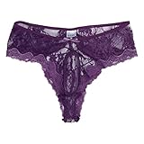 YiZYiF Men's Floral Lace Criss-Crossing Back Briefs Sissy Pouch Mooning Panties Purple X-Large(Waist 29.5-44.0