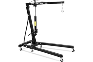 JoanKaren 2 Ton Hydraulic Engine Hoist Foldable Crane, 4400LB Heavy-Duty Cherry Picker with 6 Swivel Casters & Adjustable Lif