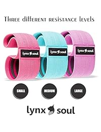 LYNXSOUL Fabric, Non Latex, Booty Resistance Workout Exercise Hip Bands Fitness Loop Circle Exercise for Legs and Butt - Activate Your Glutes and Thighs - Includes 3 Bands and Carry On Bag