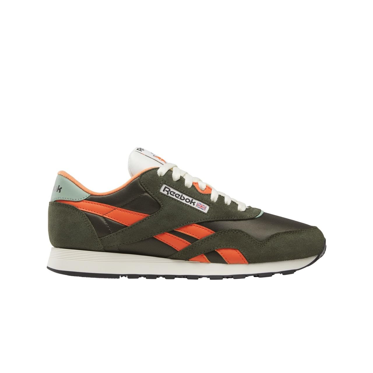 Reebok Men's Classic Nylon Sneaker, Hunter Green/Pump Orange/Vintage Chalk, 4.5 Image