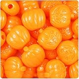 BEADTIN Orange Opaque 20mm Halloween Jack O Lantern Pony Beads (24pc)