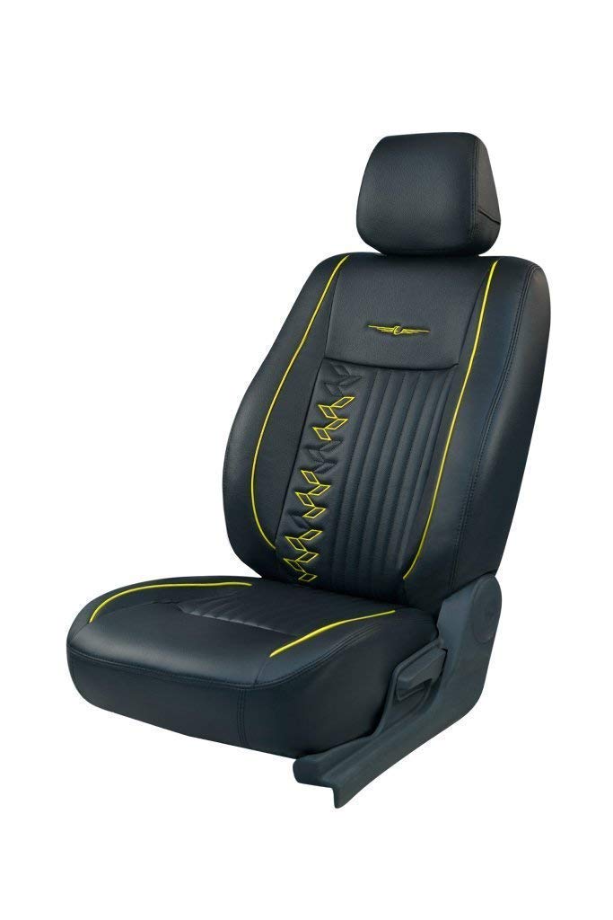 KIA Seltos Leather Seat Cover Trend Knight Black and Yellow Art Best
