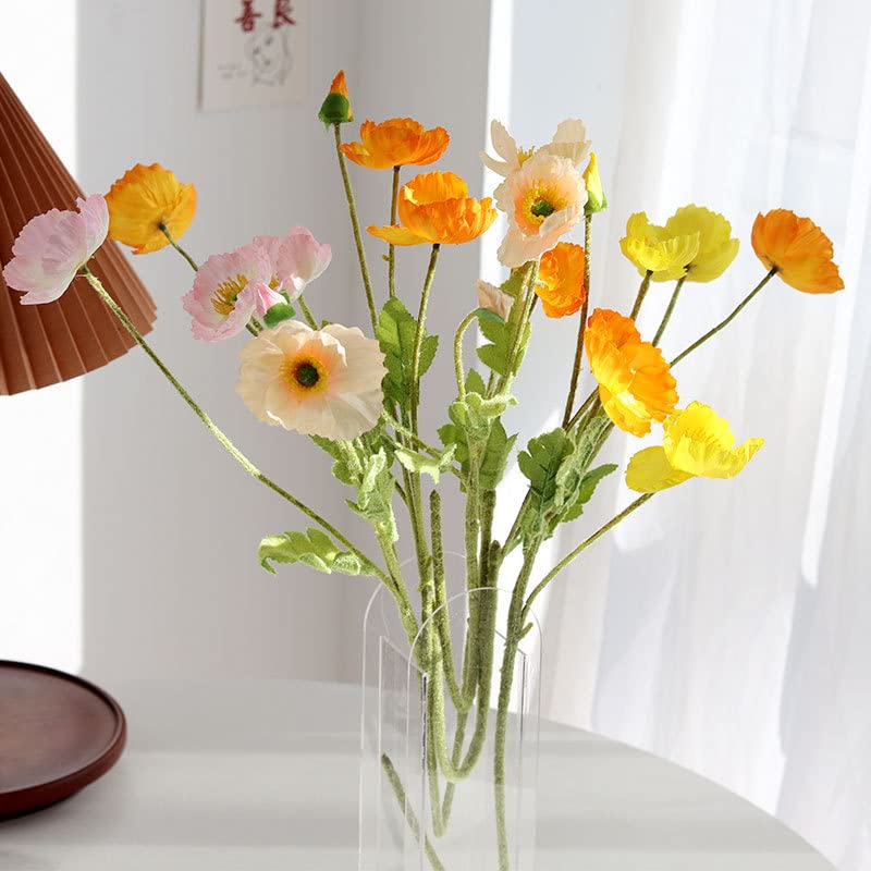 JOSON 6 Pieces Artificial Silk Poppies, Artificial Plant Flowers for Home Decoration, for Room Wedding and Party Decoration (Mix Color)