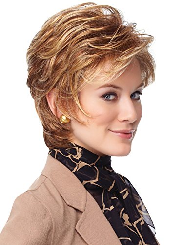 YX Women's Light brown Short Curly Wigs With Inclined Bangs Natural Full Hair WigsÂ¡Â­