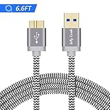 Samsung Galaxy S5 / Note 3 Charger Cable, Jelly Comb Nylon Braided USB 3.0 Micro-B Fast Speed Data Sync & Charging Cable for Galaxy S5, Note 3, Tab Pro 12.2, External Hard Drive (6.6ft / 1-Pack)