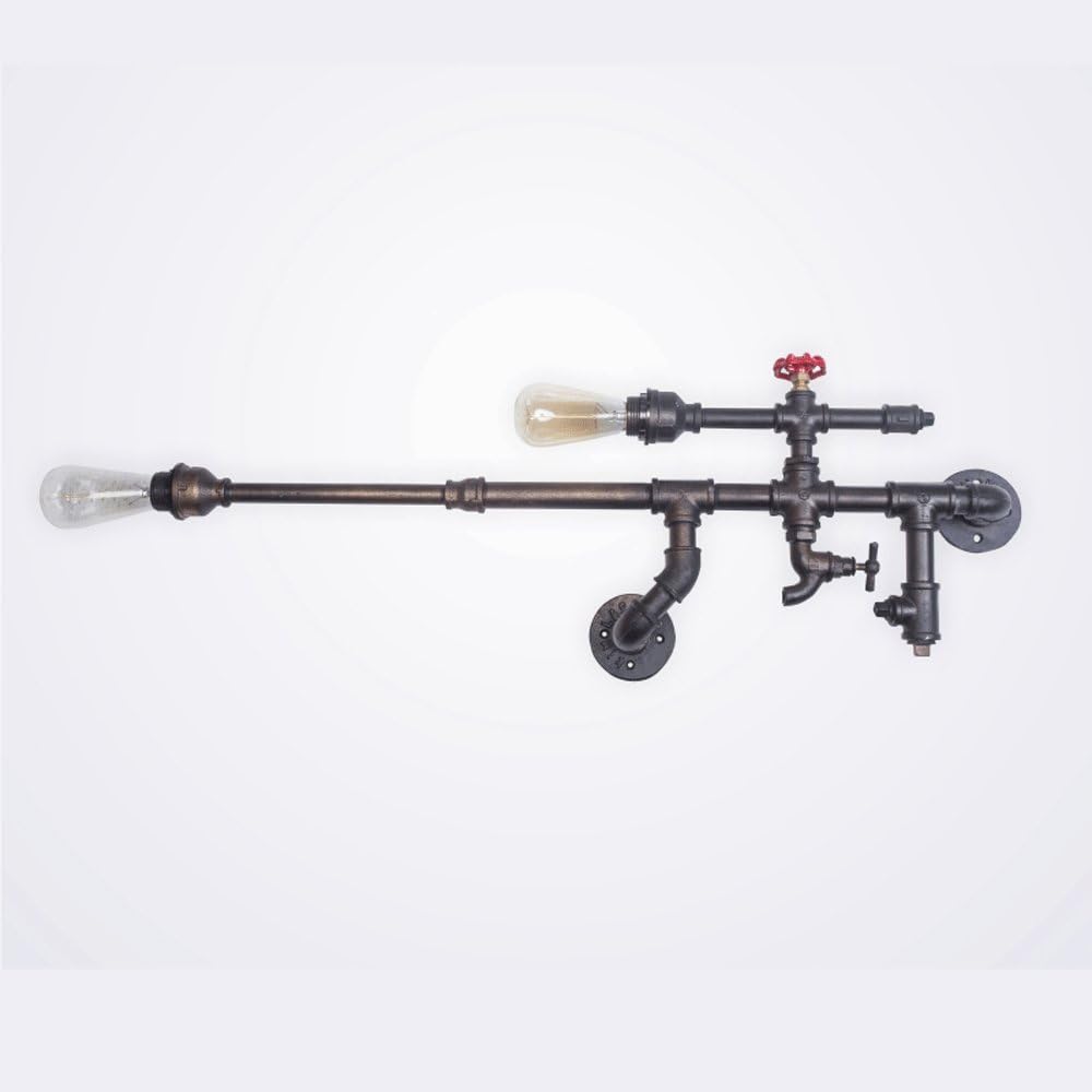 Pinjeer E27 Retro Industrial Wind Penthouse Living Room Wall Sconce Iron Pipe Machine Gun Home Cafe Bar Restaurant Hotel Club Shop Decoration Wall Lantern Wall Light American Creative Pipe Staircase A