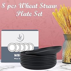 Wrova Wheat Straw Plates - 8 Inch Unbreakable